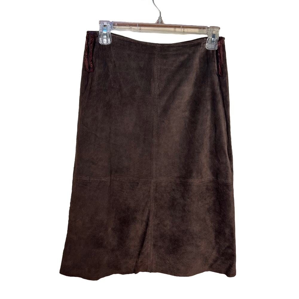 Uniform Petite John Paul Richard Brown  Leather Skirt, Size 4